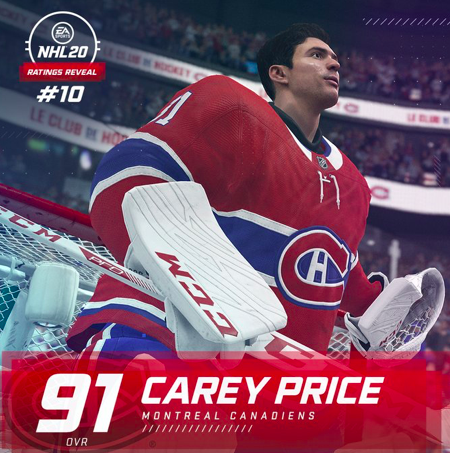 Carey Price se CAL...de son RATING à NHL 20...