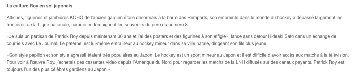 Cela pourrait convaincre Geoff Molson d'engager le ROI comme DG ou COACH l'été prochain...