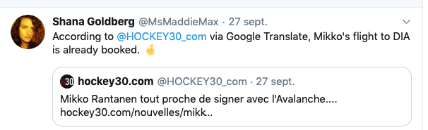 COMME PRÉVU BABY!!! Mikko Rantanen s'entend avec L'Avalanche!!!