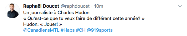 HAHA...La réponse du jour va à Charles Hudon...