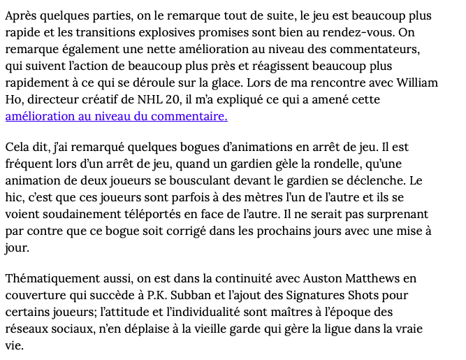 La CRITIQUE de NHL 20...