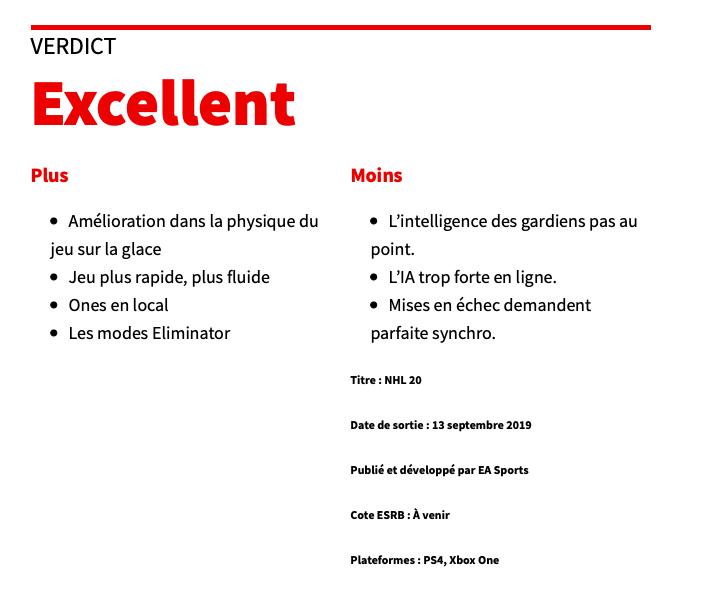 La CRITIQUE de NHL 20...