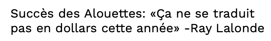 Les Alouettes, même en FEU...perdent du CASH...