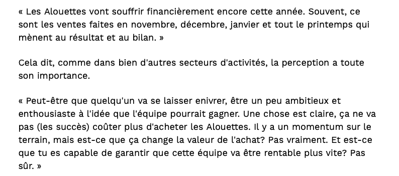 Les Alouettes, même en FEU...perdent du CASH...