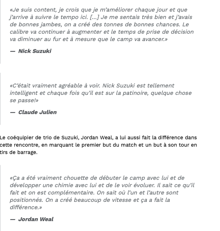 Nick Suzuki à deux doigts de Montréal....