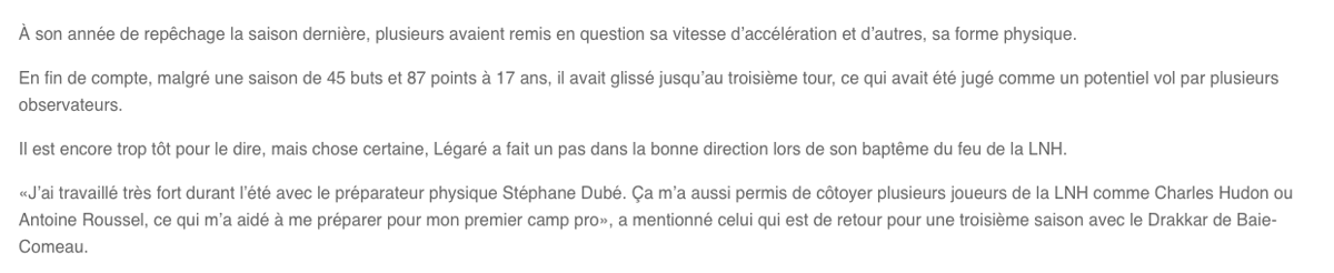 Pourquoi Trevor Timmins n'a pas sélectionné Nathan Légaré.