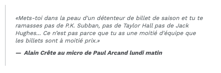 Quand Alain Crête avoue que Geoff Molson est un CROSSEUR....