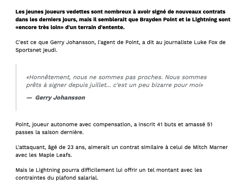 SAGA Brayden Point: Marc Bergevin a aidé Julien Brisebois....