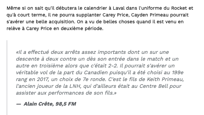 Selon le 98,5 Sports...