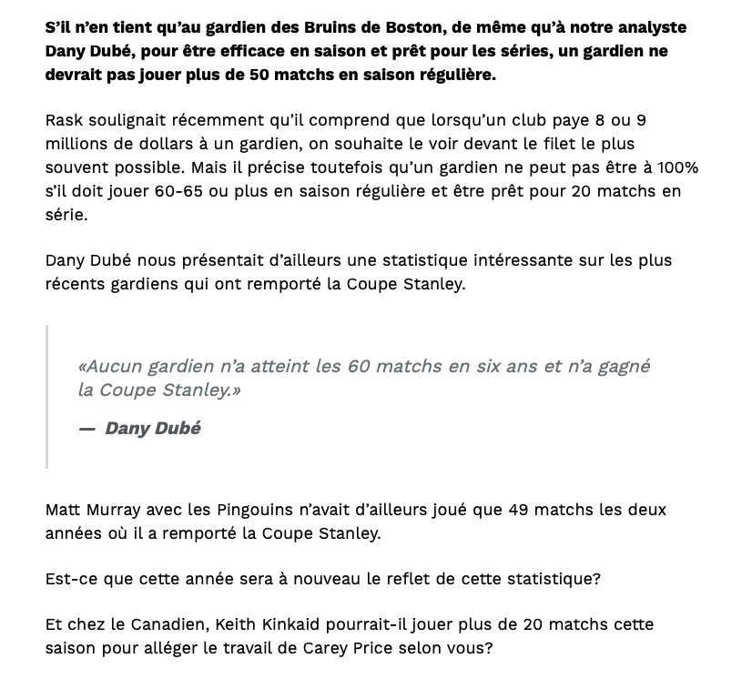 Tuukka Rask vient de donner une GROSSE TAPE dans le dos de Keith Kinkaid...