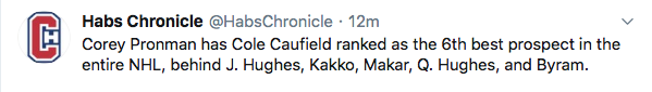 WOW...Cole Caufield 6e de la ligue !!!