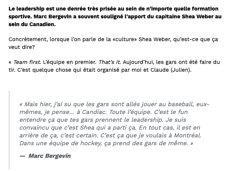 À chaque fois qu'il a une CHANCE de défendre ce TRADE Weber vs Subban...