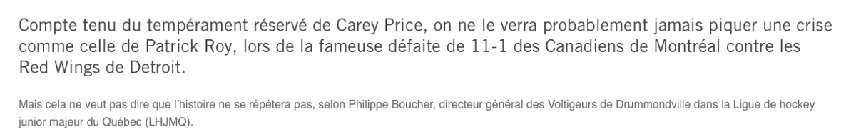 Carey Price au Colorado pour Bowen Byram...OUIN...