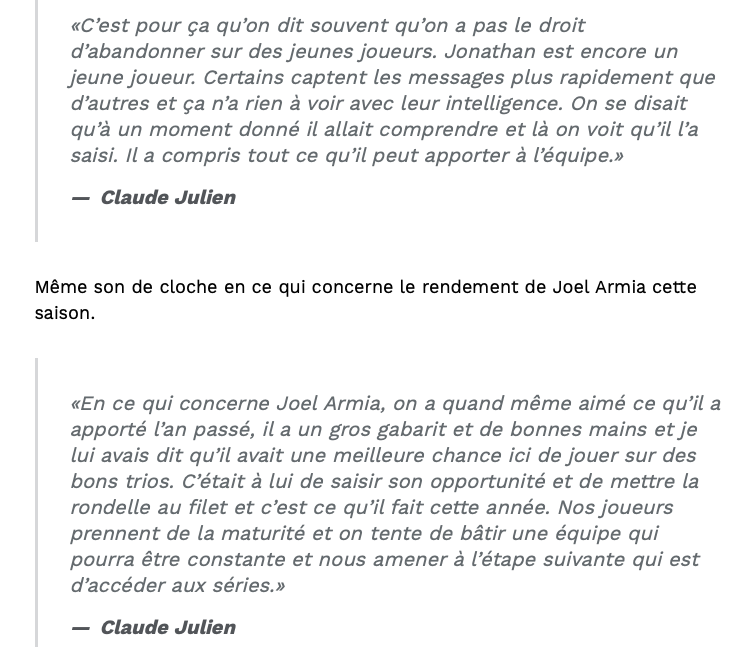 Claude Julien fait de l'AUTO-PROJECTION!!!!