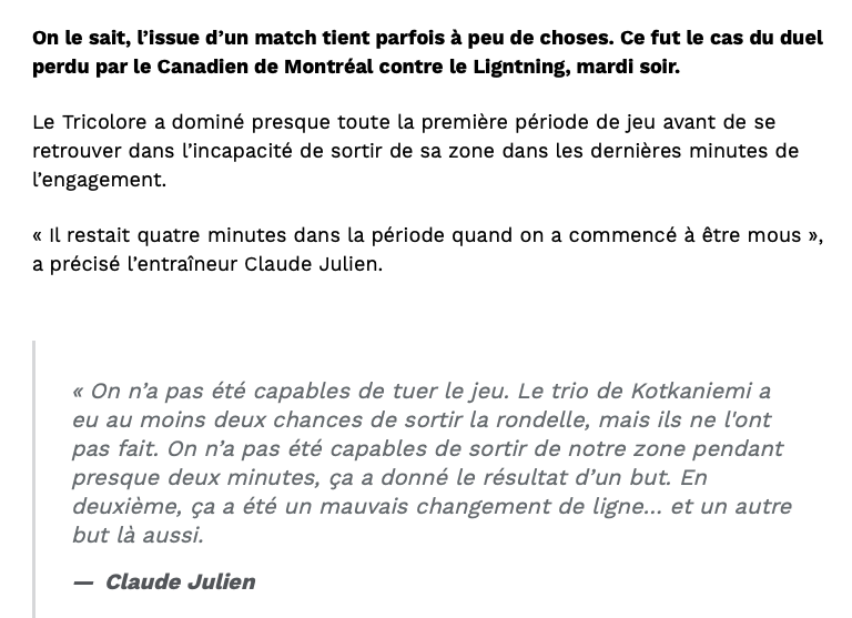 Claude Julien VISE le trio de KK....