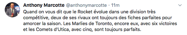 Donc c'est la faute des bonnes équipes, si le Rocket est poche...