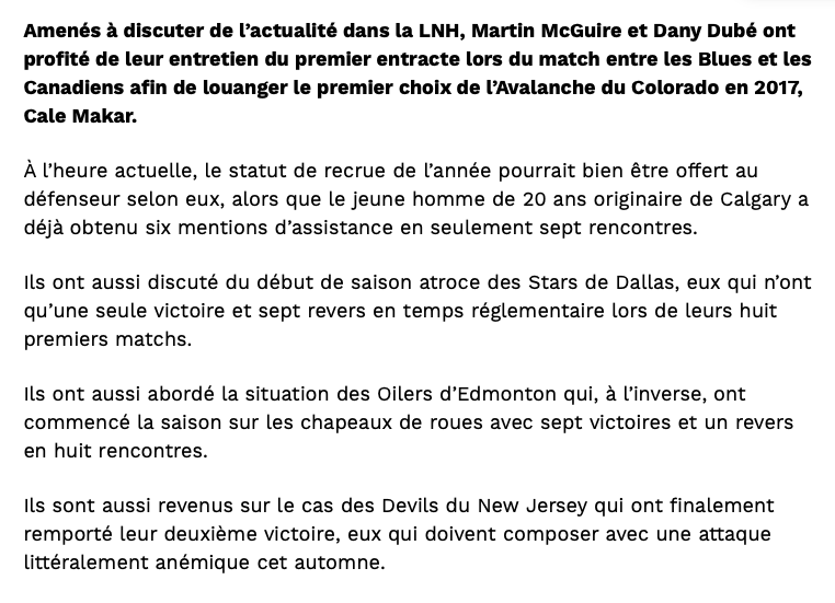 Fallait bien que Hockey30 lui donne le CALDER en juillet dernier...