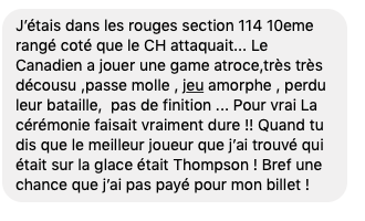 Geoff Molson devrait REMBOURSER...Ceux qui ont payé leur billet hier..