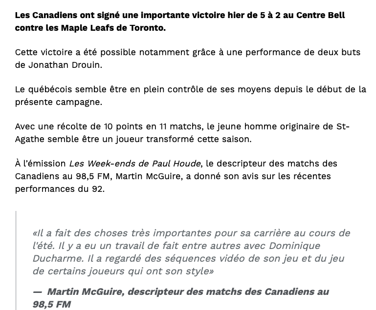 Jonathan Drouin doit être FIER....et non HONTEUX...