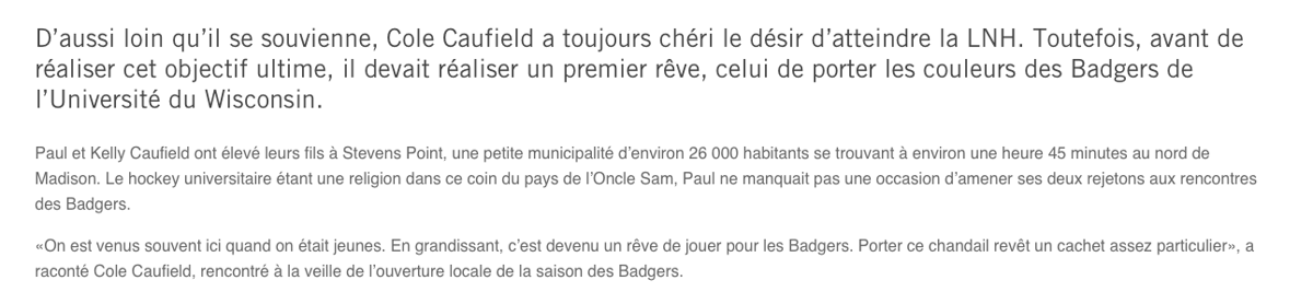 Karl Alzner va être JALOUX de Cole Caufield....