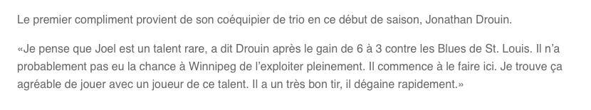 La CITATION du JOUR....Joel Armia le PRODIGE...