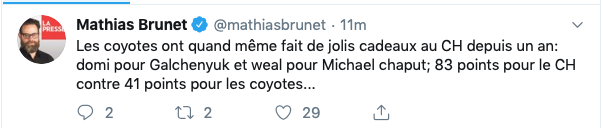 Le Lightning qui CROSSE Marc Bergevin...qui CROSSE les Coyotes sans respect...