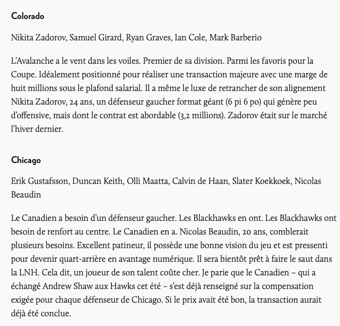 Les candidats DELUXE à gauche...