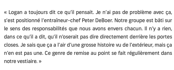 Les critiques de Logan Couture VISANT ses coéquipiers continuent de faire JASER....