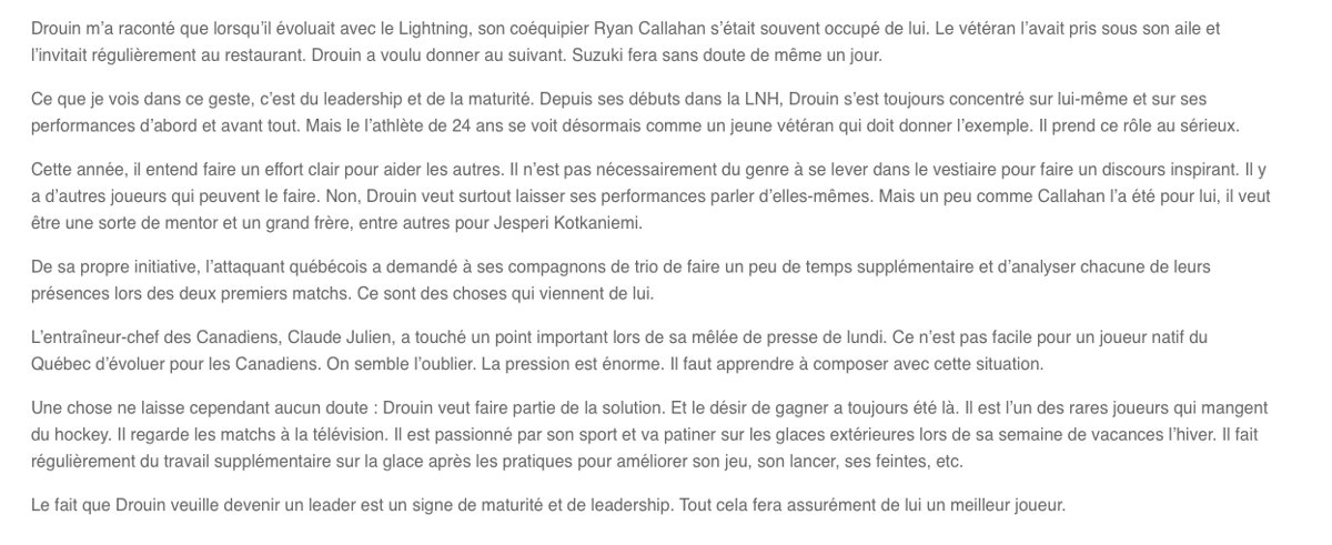 Louis Jean RAMASSAIT Jonathan Drouin avant le début de la saison..