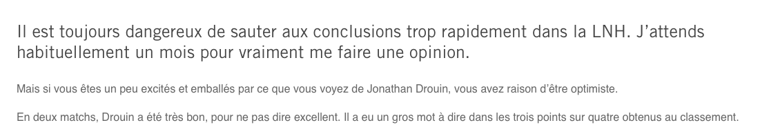 Louis Jean RAMASSAIT Jonathan Drouin avant le début de la saison..