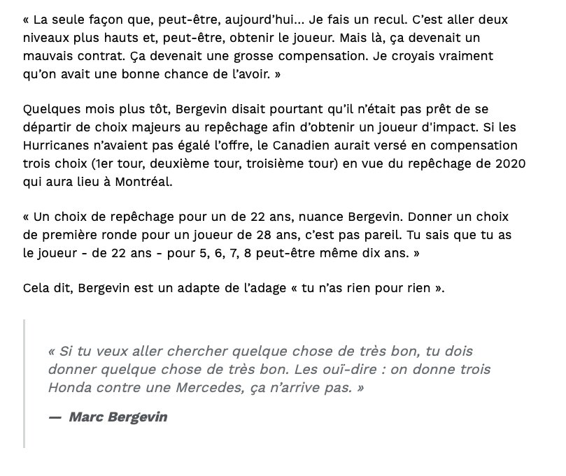 Marc Bergevin tente de vous EMBOBINER...