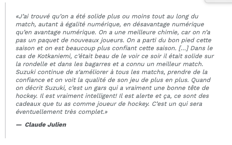 Nick Suzuki et KK LOUANGÉS...Jonathan Drouin IGNORÉ..