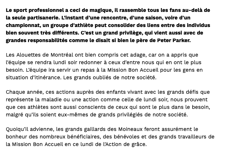 Pourquoi ce sont les ALOUETTES qui font du BÉNÉVOLAT.