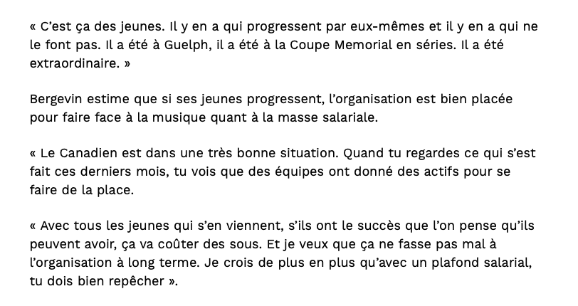 Quand on entend parler de la progression de Nick Suzuki par son DG...