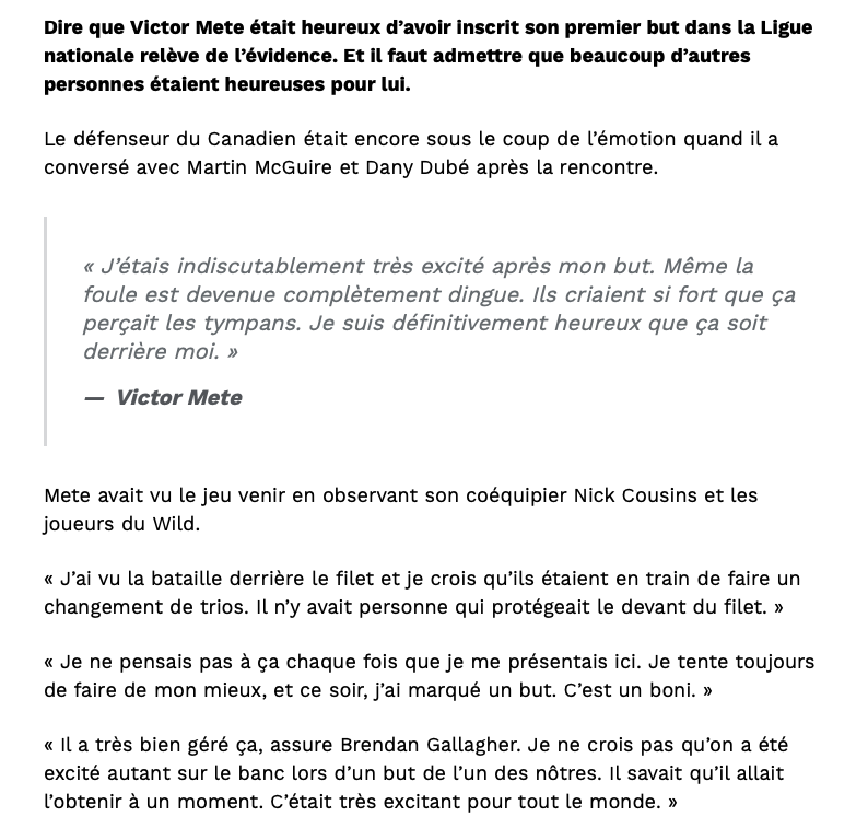 Victor Mete s'en souviendra toute sa vie....