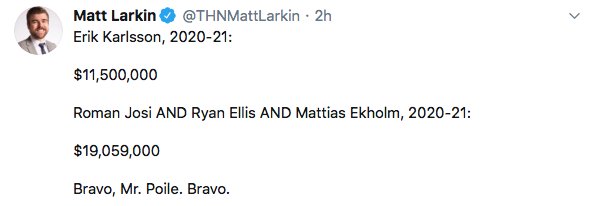 Vu de même, David Poile est un GÉNIE...