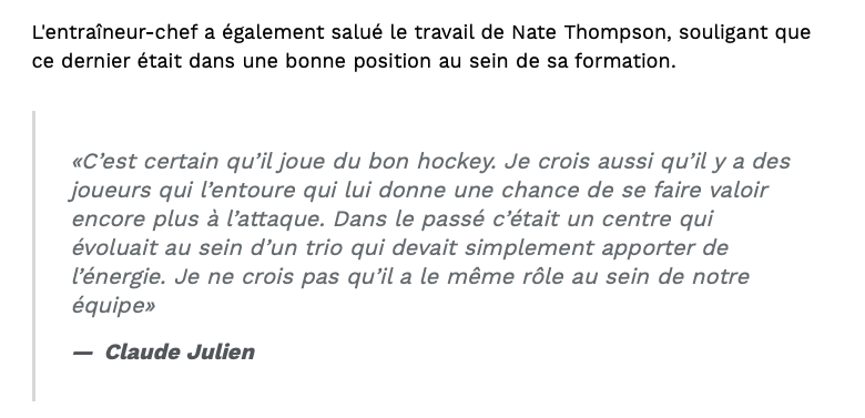 À entendre parler Claude Julien...