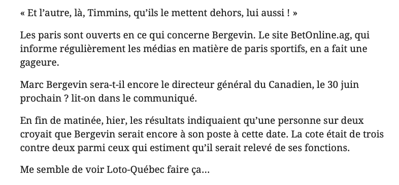 Au tour de Marc de Foy...De demander le CONGÉDIEMENT du TRIO Bergevin-Julien-Timmins....