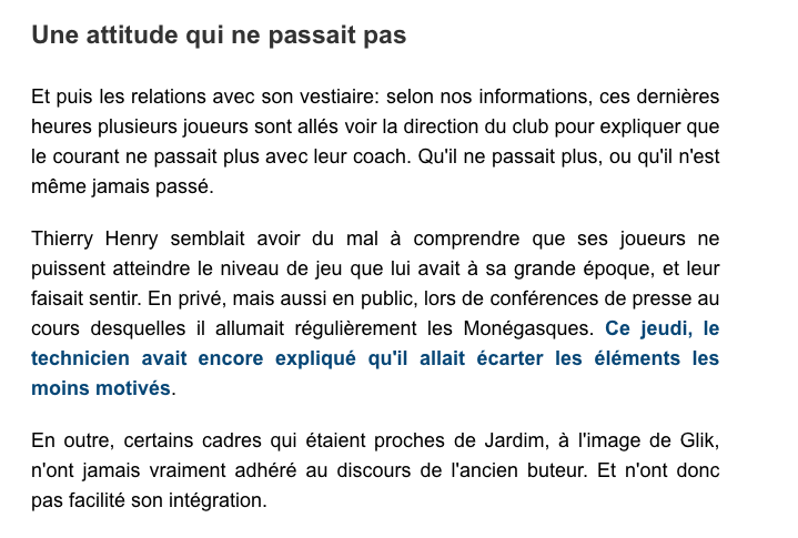 Avant Montréal, Thierry a été CONGÉDIÉ après 3 mois à Monaco....