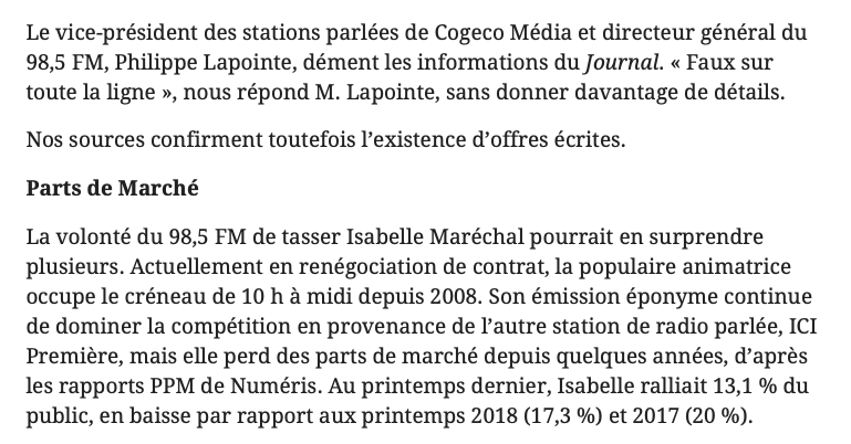 C'est comme si TVA Sports montrait la porte de sortie à Renaud Lavoie....