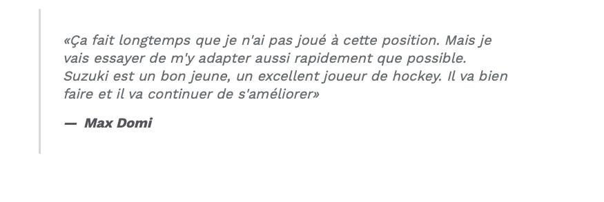 Claude Julien a décidé de mettre TOUTE LA PRESSION sur Suzuki et Domi....