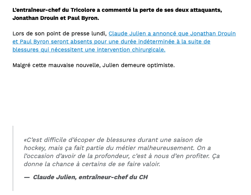 Claude Julien a décidé de mettre TOUTE LA PRESSION sur Suzuki et Domi....