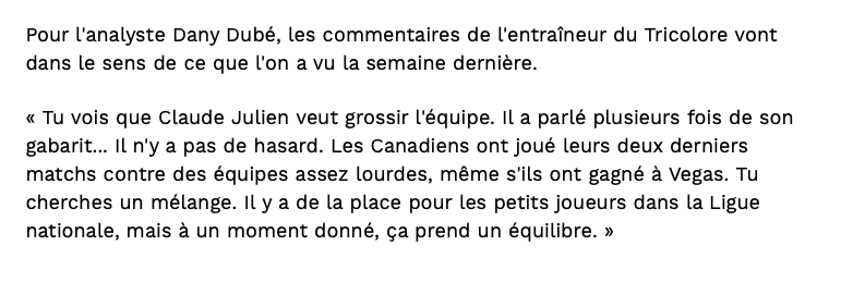 Claude Julien PIÉTINE sur les NAINS de Bergevin!!!!