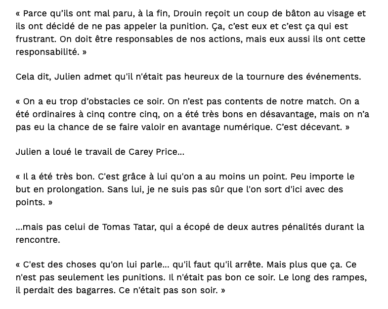 Claude Julien va-t-il être mis à L'AMENDE..