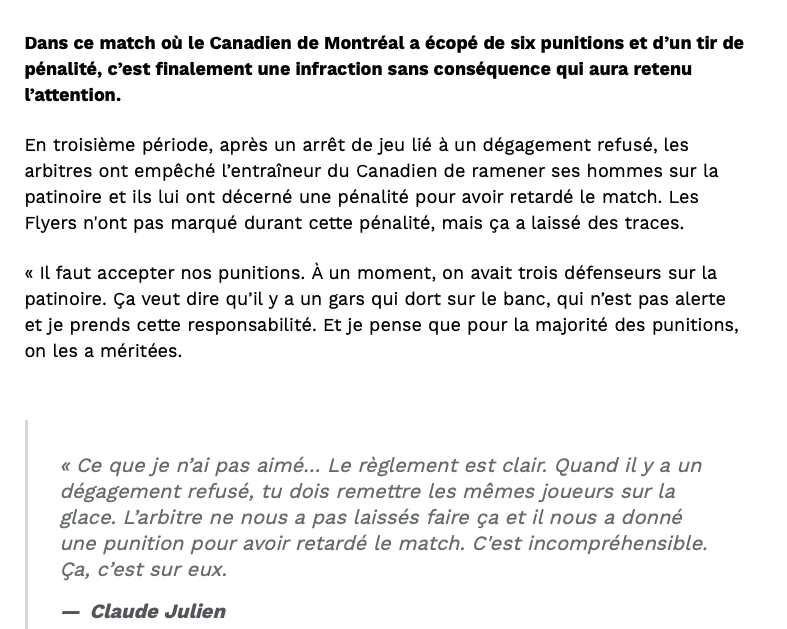 Claude Julien va-t-il être mis à L'AMENDE..