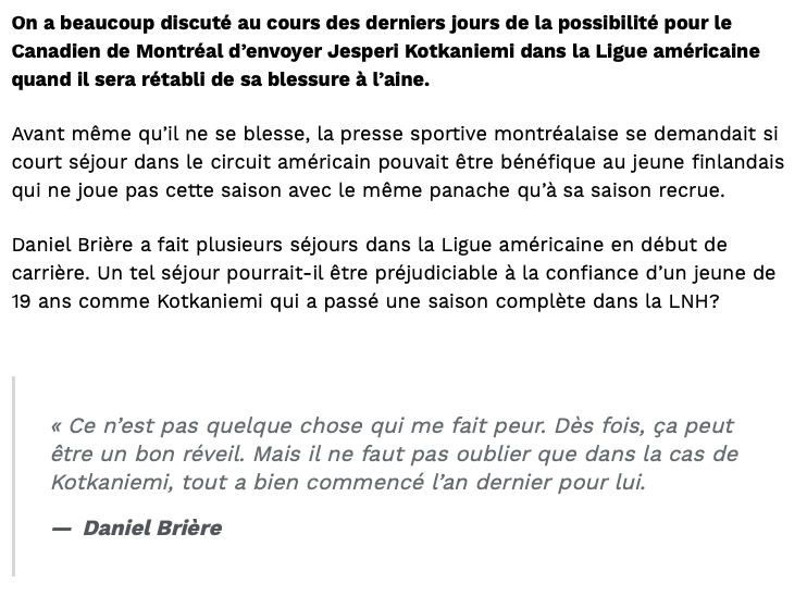 Daniel Brière veut envoyer KK à LAVAL!!!!