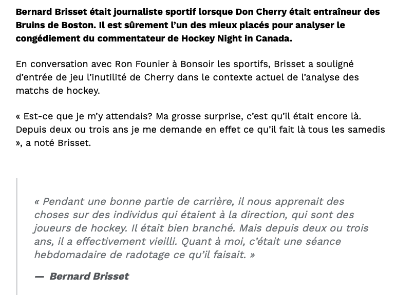 Don Cherry était le RADOTEUR PAR EXCELLENCE...