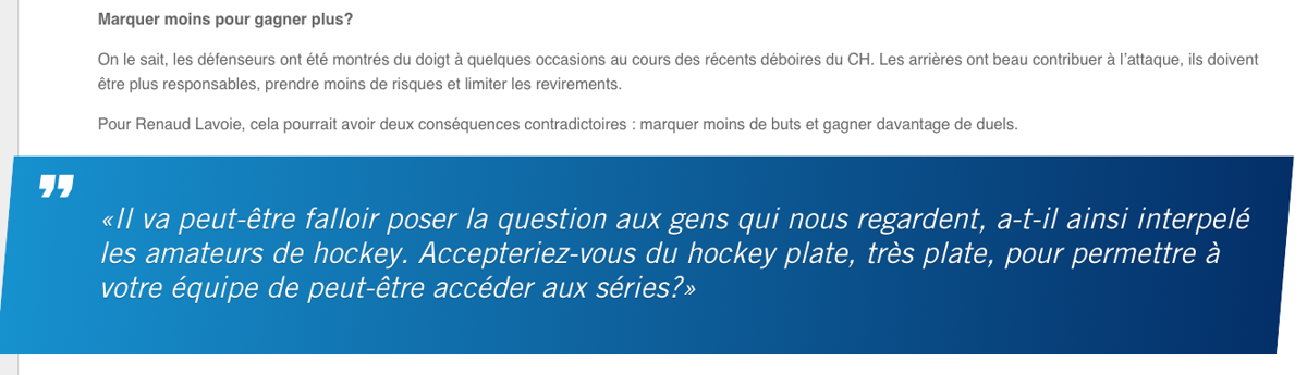 La seule façon que Claude Julien SAUVE sa JOB....