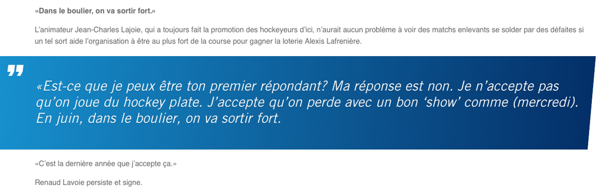 La seule façon que Claude Julien SAUVE sa JOB....