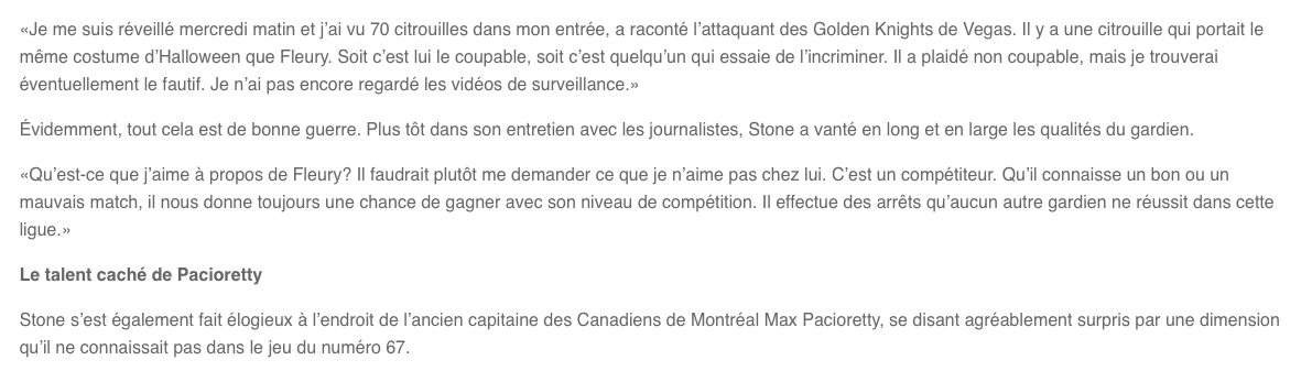 Le LEADER INCONTESTÉ de Max Pacioretty...